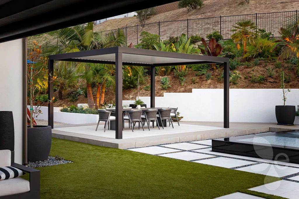 Outdoor Seating Area with a Canopy with Landscape