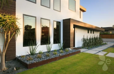 Home Exterior with Xeriscape and landscape surrounding the House